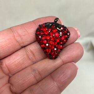 Adorable petite rhinestone strawberry pin